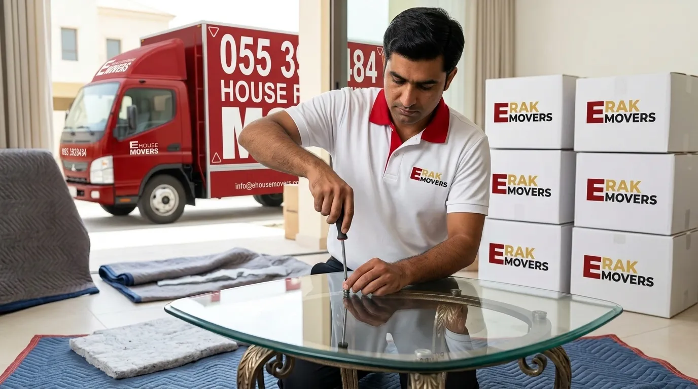Mover Disassembling Glass Table