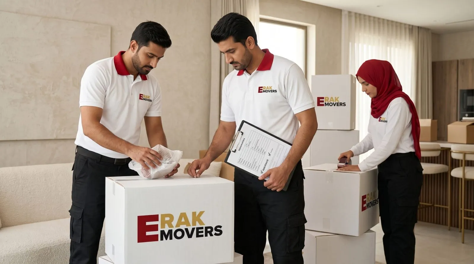 Movers Packing Boxes In Villa