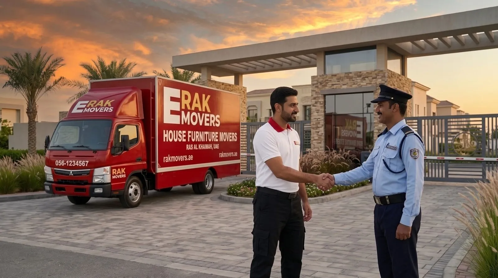 Mover Shaking Hands With Guard