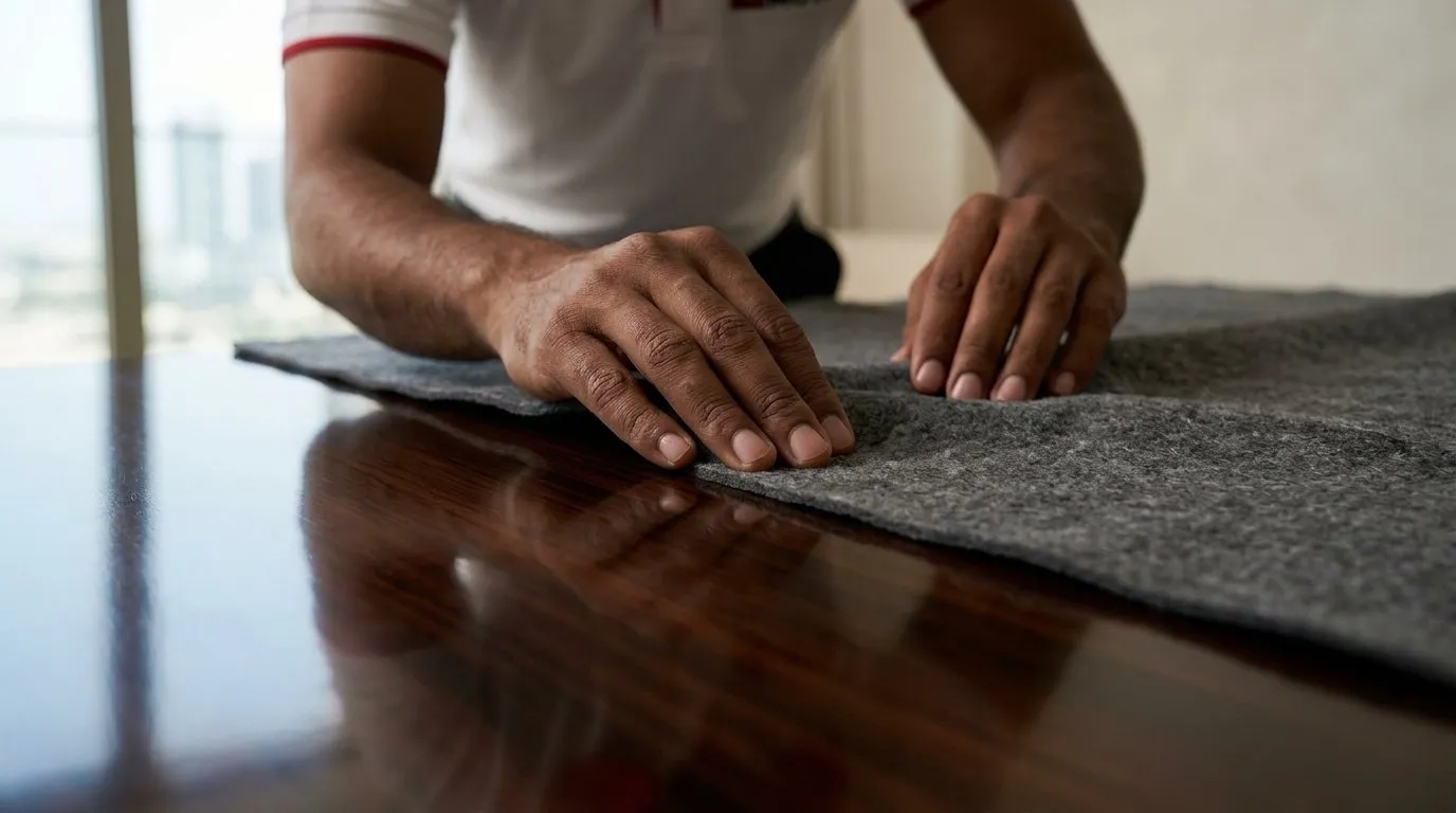 Mover Wrapping Wooden Table
